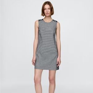 Chic Black and White Gingham Mini Shift Dress
